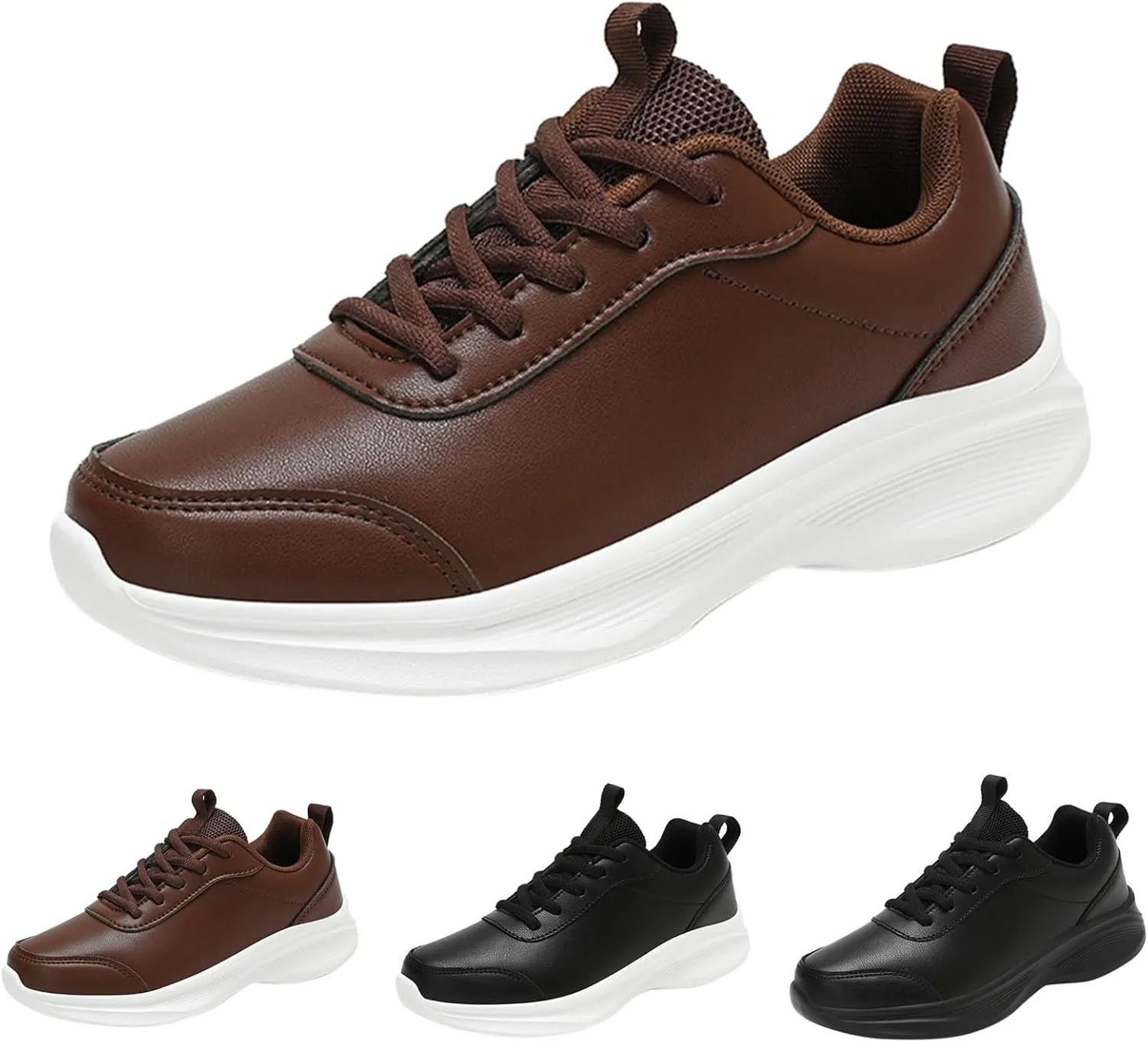 Leather Casual Dress Shoes for Men Non Slip Walking Shoes Waterproof Lace Up Running Shoes Sneakers for Women
