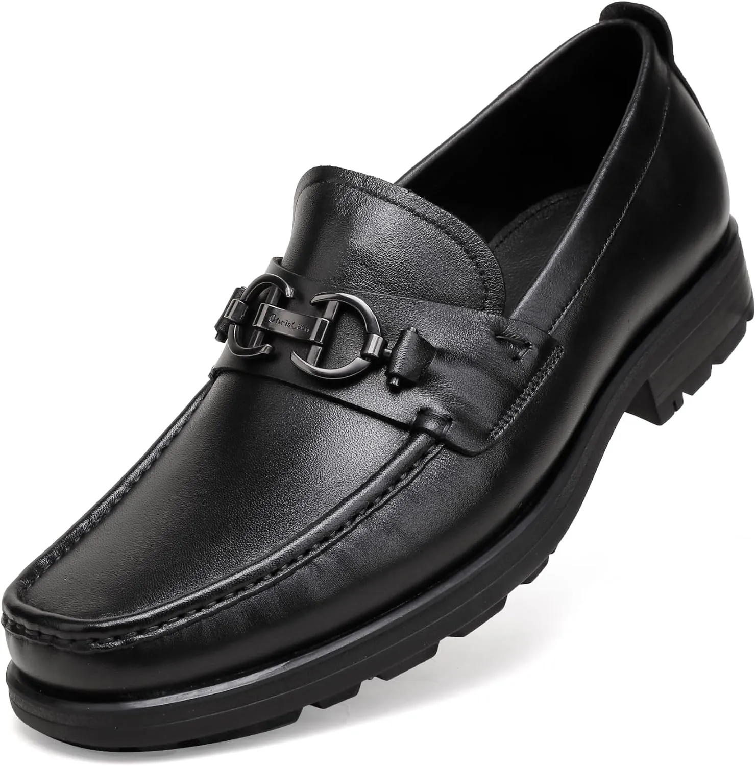 Leather Dress Loafers Shoes for Men, Casual Penny with Metal Buckle Slip On Driving Loafers
