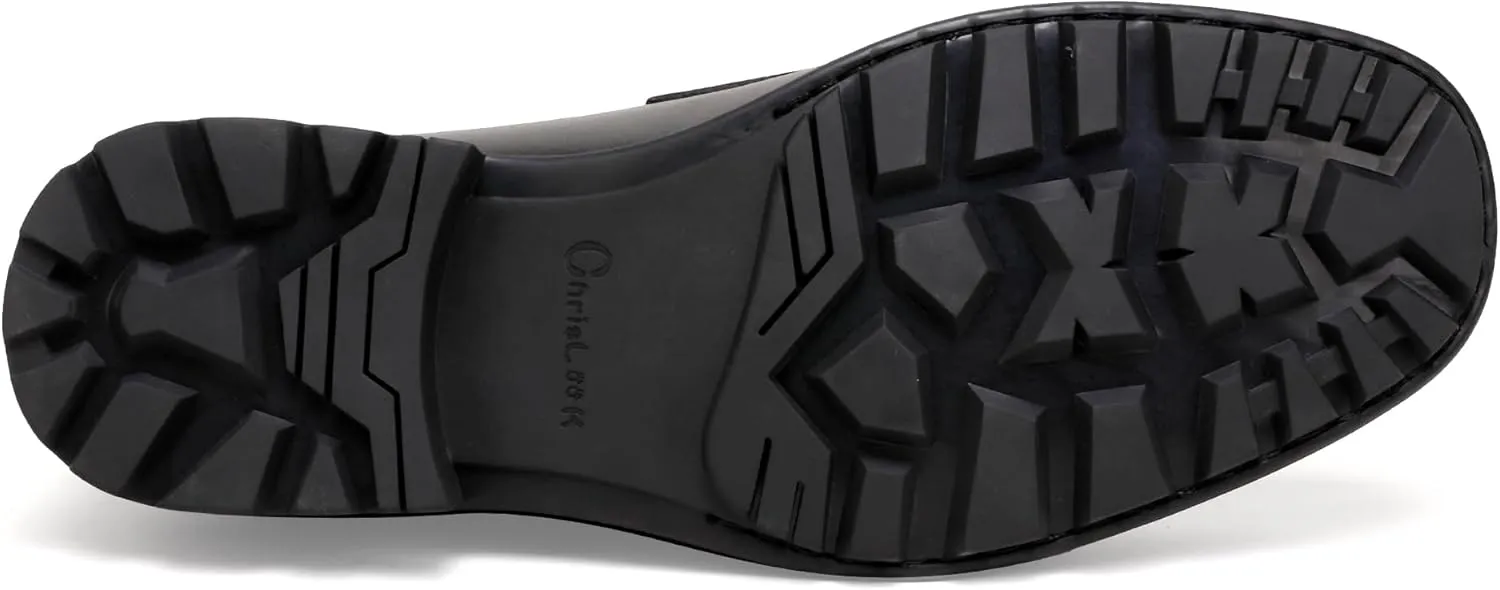 Leather Dress Loafers Shoes for Men, Casual Penny with Metal Buckle Slip On Driving Loafers
