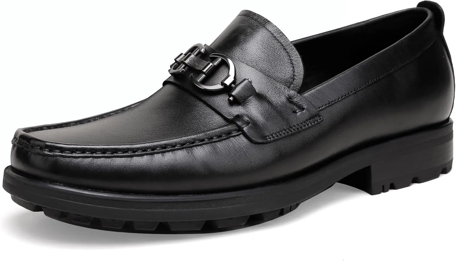 Leather Dress Loafers Shoes for Men, Casual Penny with Metal Buckle Slip On Driving Loafers