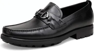 Leather Dress Loafers Shoes for Men, Casual Penny with Metal Buckle Slip On Driving Loafers