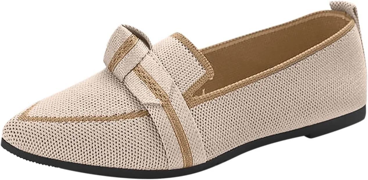 Leisure Slip On Work Fashionable Women's Large Size Flat Shoes with A Pointed Toe Breathable Single Color and Lace Up Design.