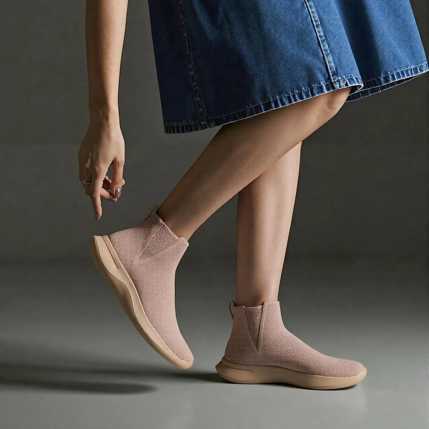 LinnOaks Ankle Walking Boots for Women Sock High Top Sneaker Boots Booties Wide Comfort Pull On Lightweight Sneakers Tennis Running Shoes