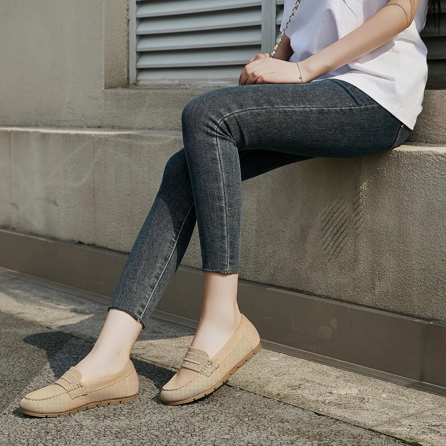 Loafers for Women Comfortable Dressy Casual Work Flats Lightweight & Breathable Slip On Walking Shoes Knit