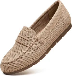 Loafers for Women Comfortable Dressy Casual Work Flats Lightweight & Breathable Slip On Walking Shoes Knit