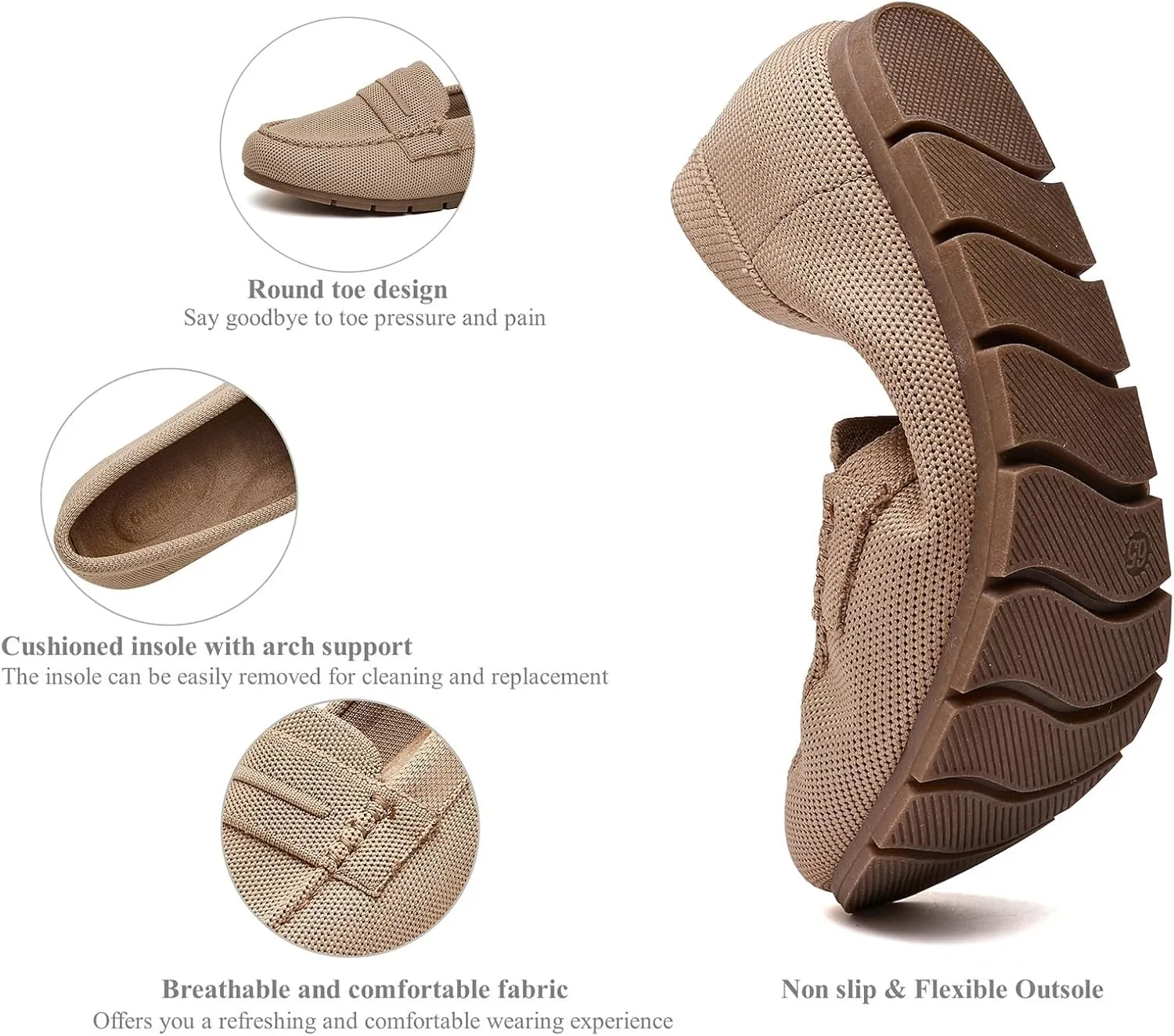 Loafers for Women Comfortable Dressy Casual Work Flats Lightweight & Breathable Slip On Walking Shoes Knit