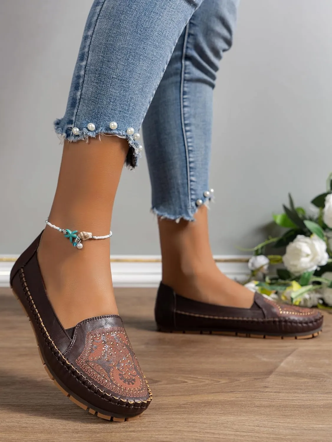 Loafers for Women Leather Business Casual Shoes Comfortable Lightweight Penny Loafers Slip On Work Flats Moccasins Driving Boat Shoes