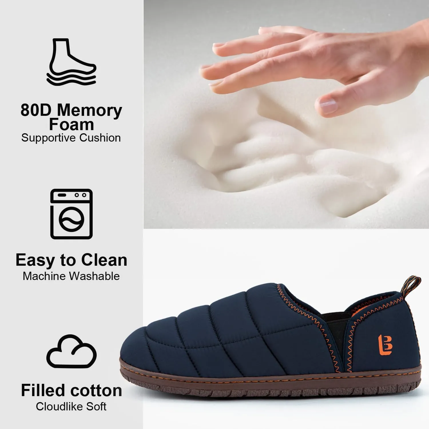 LongBay Mens Outdoor Slippers Two Tone Memory Foam Slip On Indoor House Shoes Loafers