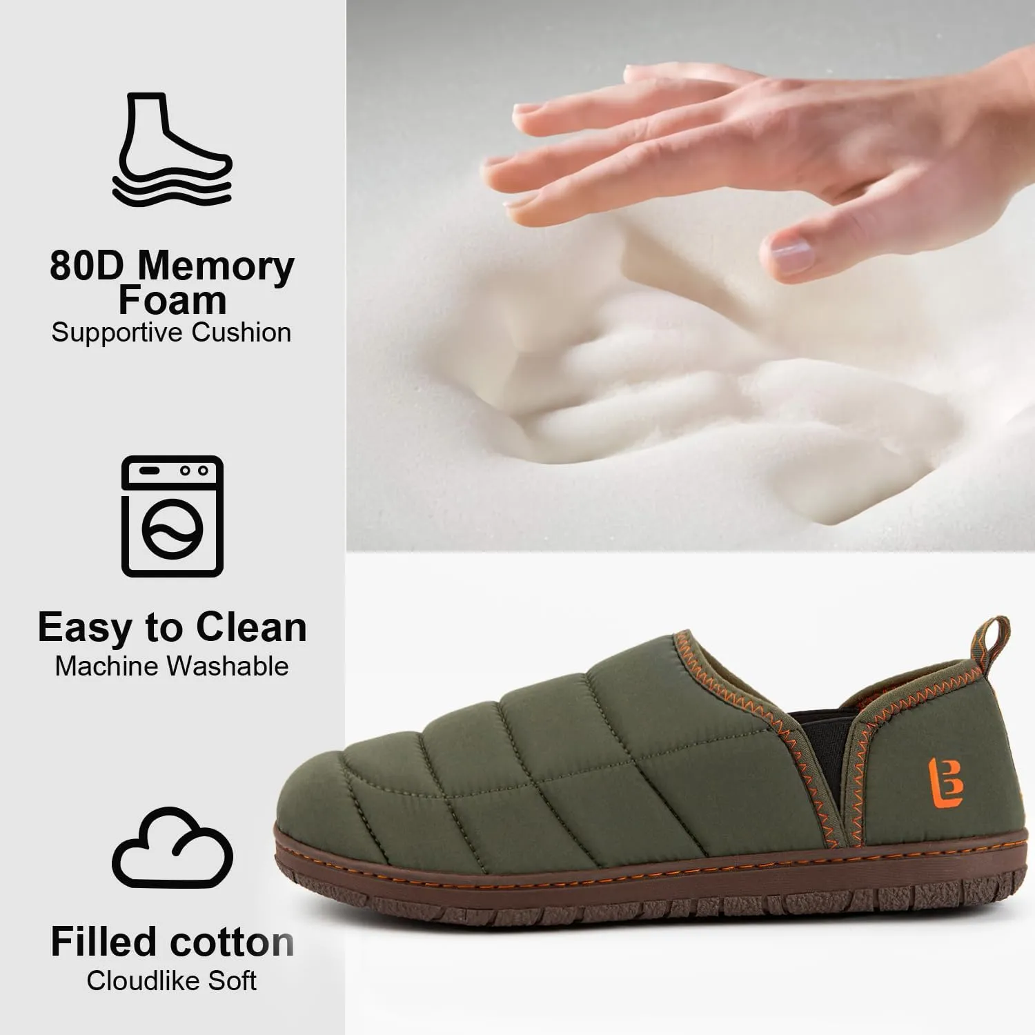 LongBay Mens Outdoor Slippers Two Tone Memory Foam Slip On Indoor House Shoes Loafers
