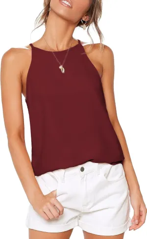 LouKeith Womens Tank Top Racerback Halter Tops Sleeveless Shirts Spaghetti Strap Camisole Casual Summer Basic Blouses