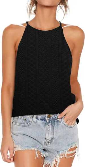 LouKeith Womens Tank Top Racerback Halter Tops Sleeveless Shirts Spaghetti Strap Camisole Casual Summer Basic Blouses