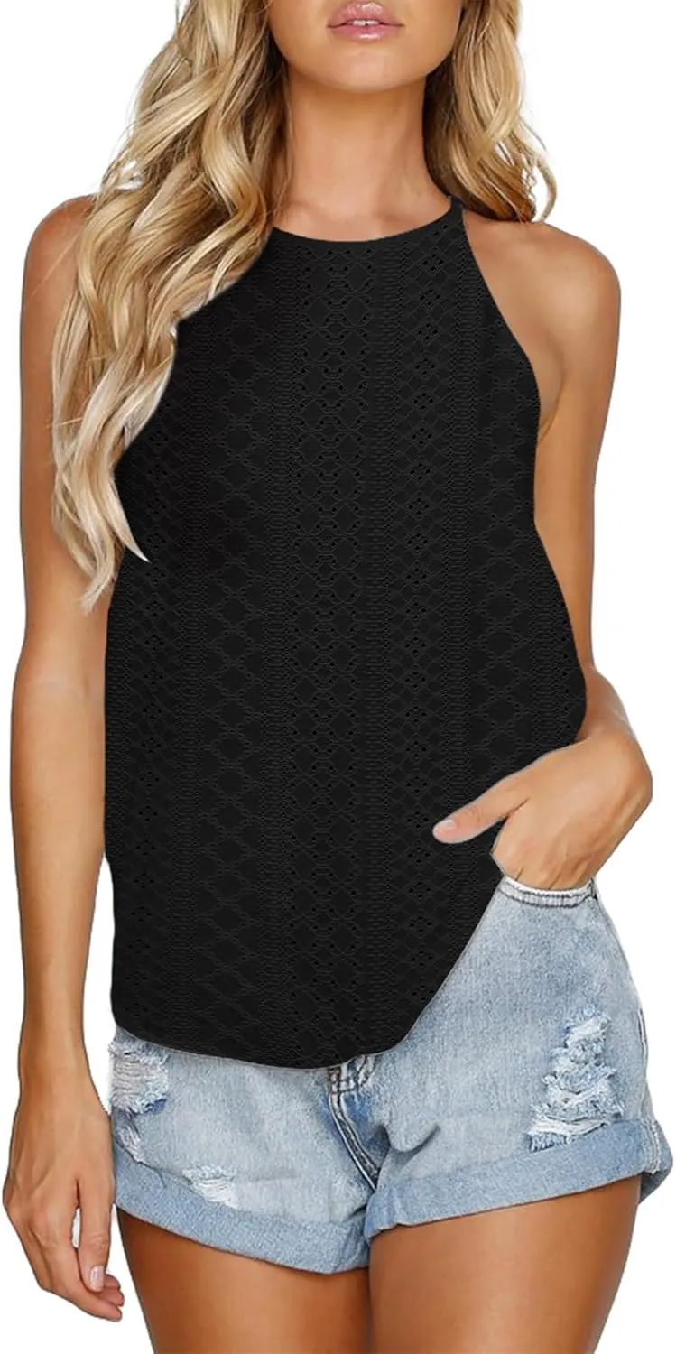 LouKeith Womens Tank Top Racerback Halter Tops Sleeveless Shirts Spaghetti Strap Camisole Casual Summer Basic Blouses