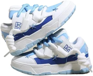 Low-Top Women's Cute Chunky Lace-Up Sneakers - Thick Sole Casual Athletic Shoes, All-Season Design