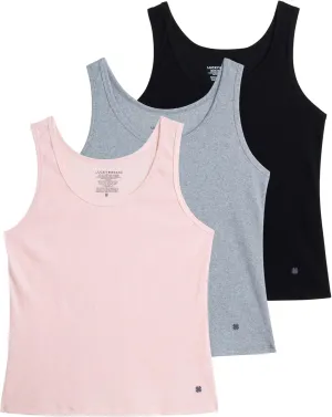 Lucky Brand Women's Tank Top - 3 Pack Stretch Cotton Scoop Neck Ribbed Sleeveless T-Shirt (S-XL)