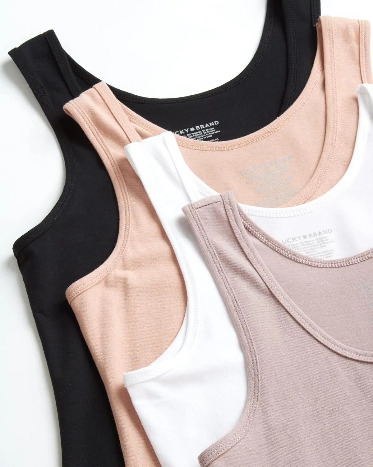 Lucky Brand Women's Tank Top - 4 Pack Stretch Cotton Scoop Neck Sleeveless T-Shirt (S-XL)