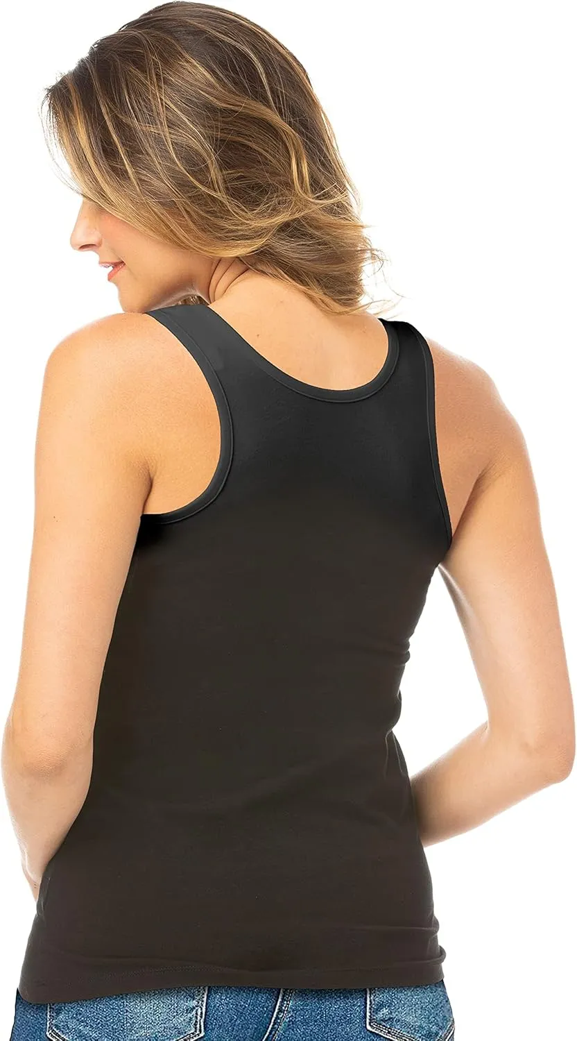 Lucky Brand Women's Tank Top - 4 Pack Stretch Cotton Scoop Neck Sleeveless T-Shirt (S-XL)