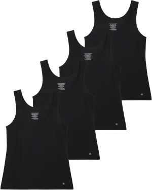 Lucky Brand Women's Tank Top - 4 Pack Stretch Cotton Scoop Neck Sleeveless T-Shirt (S-XL)