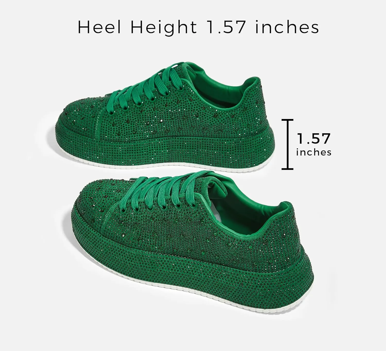 LUCKY STEP Rhinestone Sneakers for Women Platform Sparkly Glitter Bling Tennis Shoes Fashion Bedazzled Wedding Bridal Party Walking Sneakers