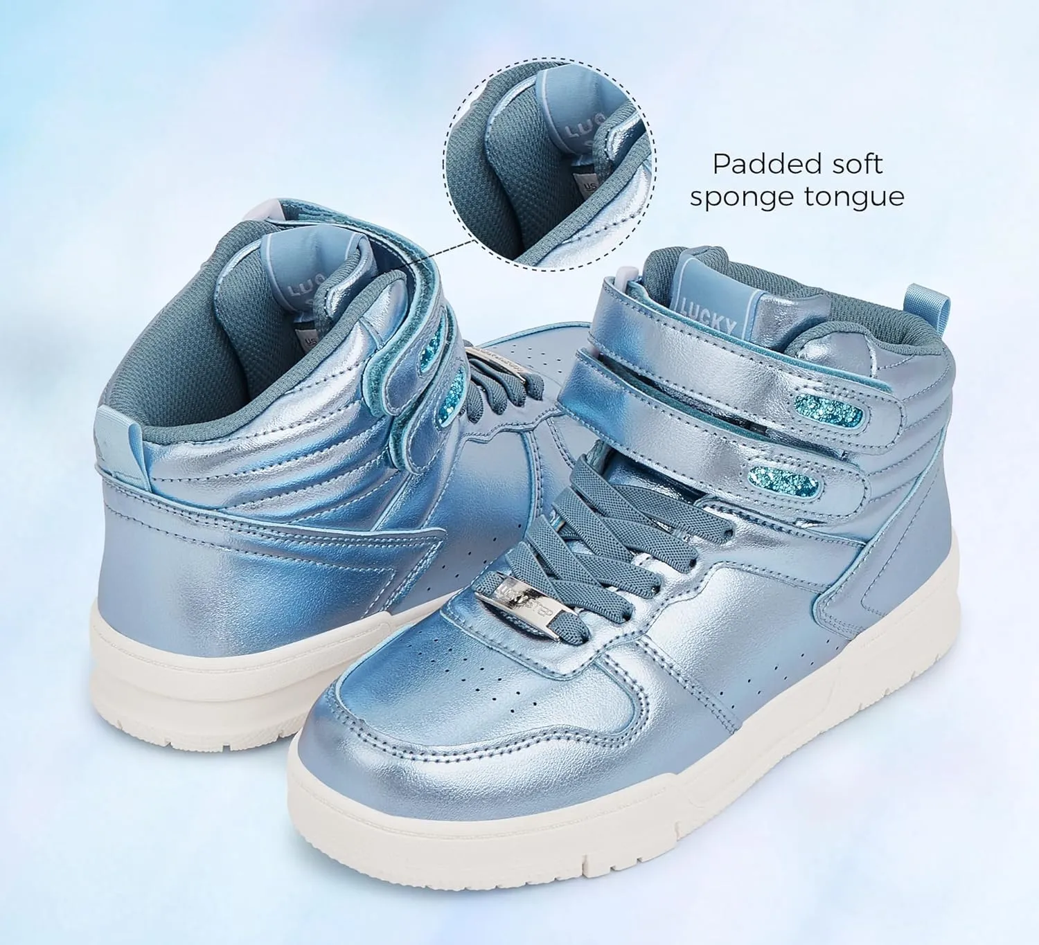 LUCKY STEP Women's High Top Fashion Sneakers Basketball Ankle Boots Walking Tennis Shoes Platform Hook and Loop Casual Faux Leather Sneaker