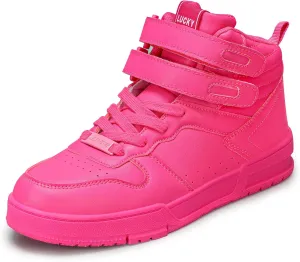 LUCKY STEP Women's High Top Fashion Sneakers Basketball Ankle Boots Walking Tennis Shoes Platform Hook and Loop Casual Faux Leather Sneaker
