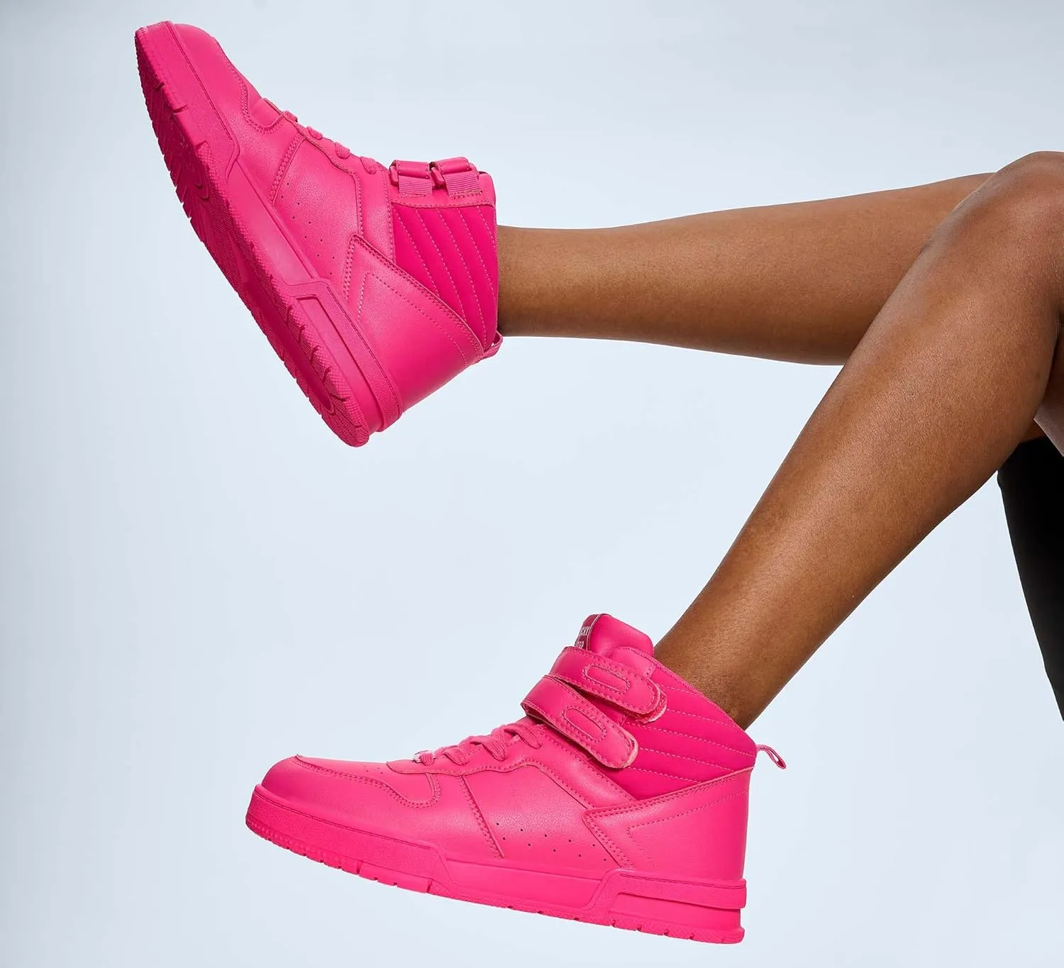 LUCKY STEP Women's High Top Fashion Sneakers Basketball Ankle Boots Walking Tennis Shoes Platform Hook and Loop Casual Faux Leather Sneaker
