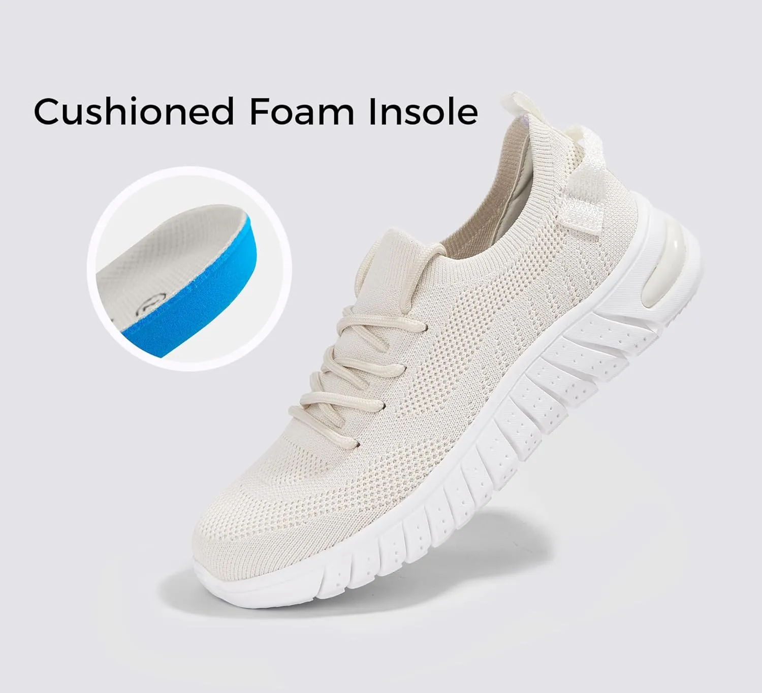 LUCKY STEP Women's Mesh Slip on Sneakers Lightweight Breathable Wide Width Walking Shoes Nursing Casual Gym Workout Tennis Footwear