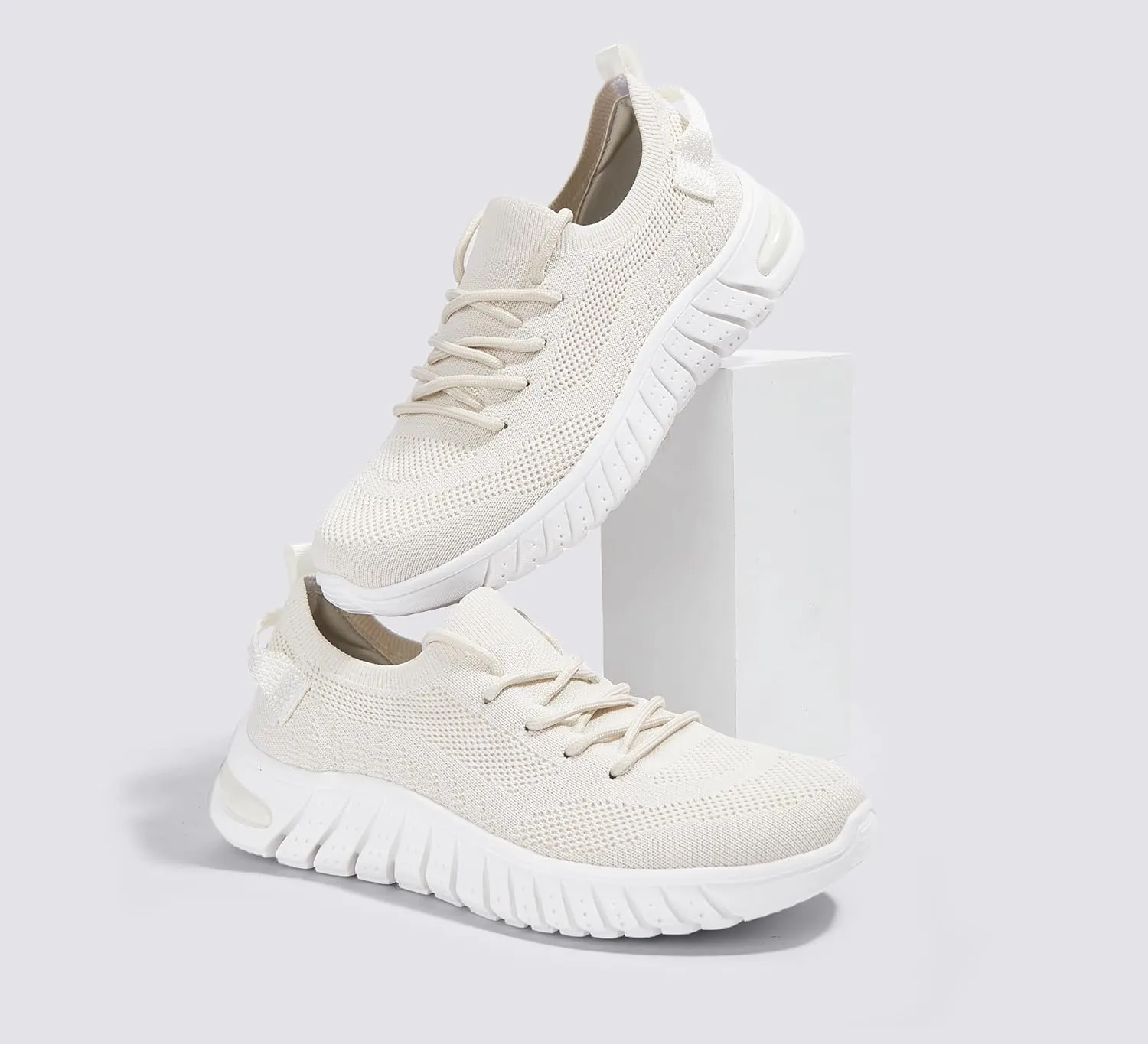 LUCKY STEP Women's Mesh Slip on Sneakers Lightweight Breathable Wide Width Walking Shoes Nursing Casual Gym Workout Tennis Footwear
