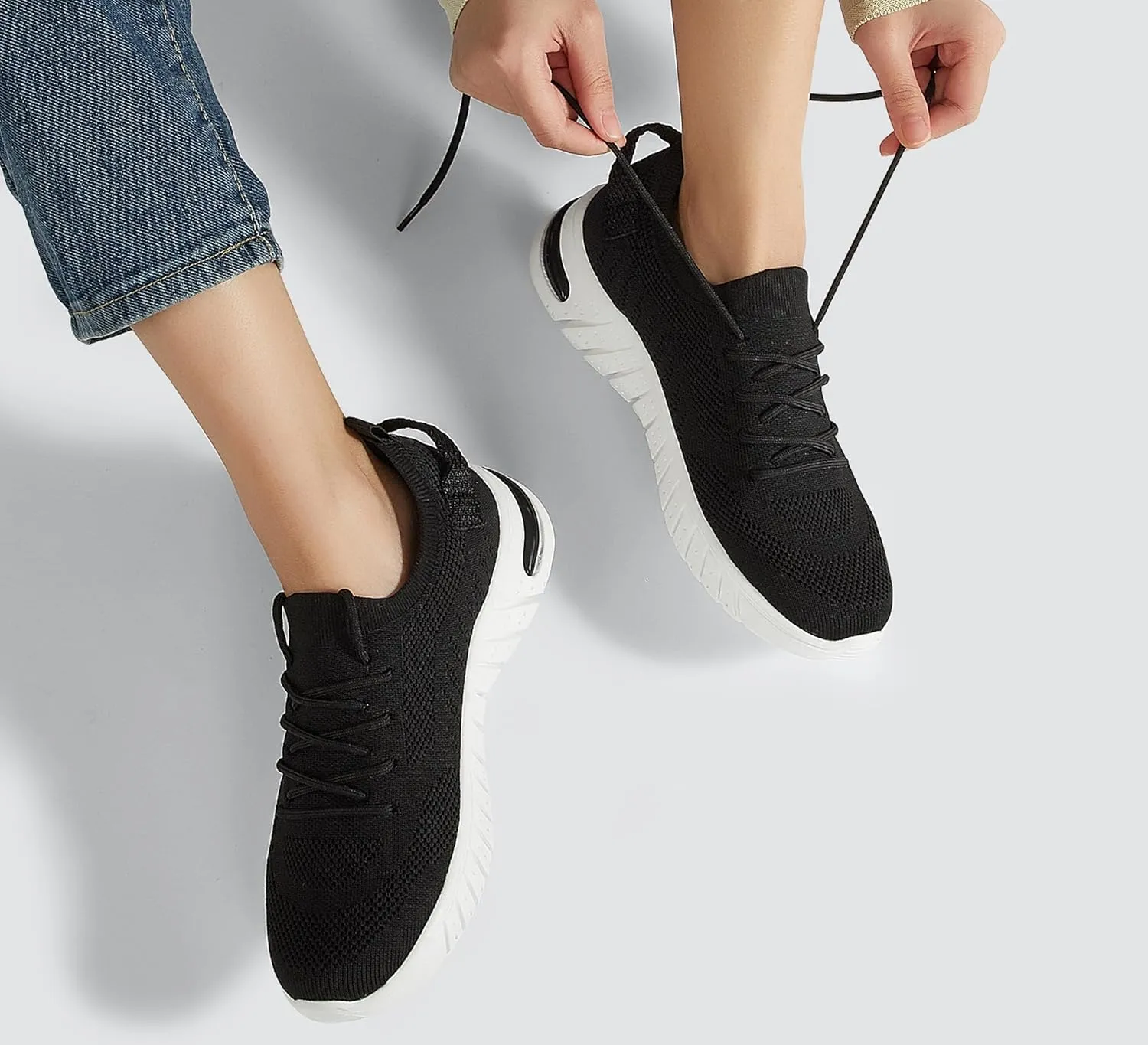 LUCKY STEP Women's Mesh Slip on Sneakers Lightweight Breathable Wide Width Walking Shoes Nursing Casual Gym Workout Tennis Footwear