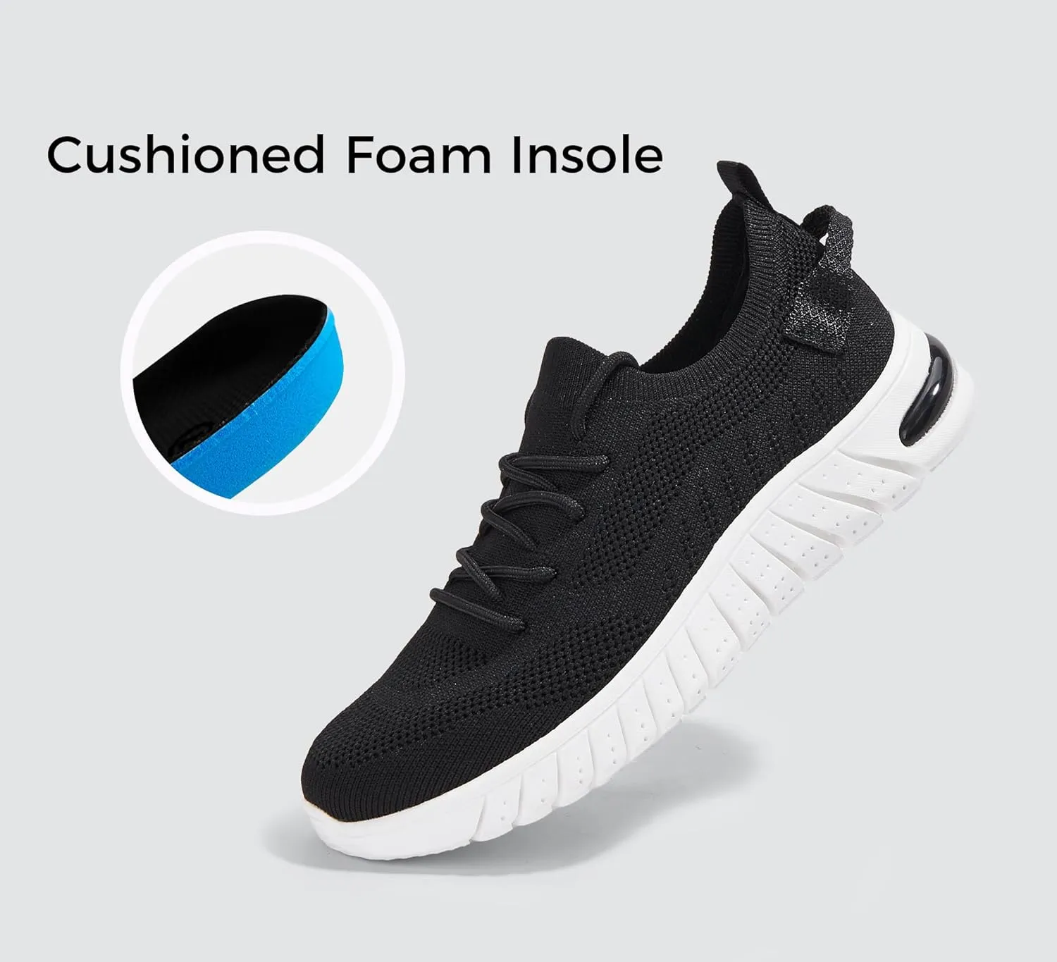 LUCKY STEP Women's Mesh Slip on Sneakers Lightweight Breathable Wide Width Walking Shoes Nursing Casual Gym Workout Tennis Footwear