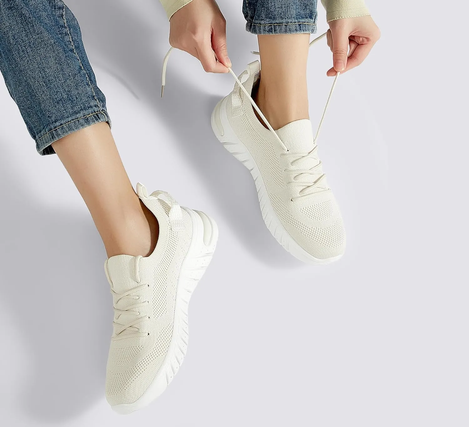 LUCKY STEP Women's Mesh Slip on Sneakers Lightweight Breathable Wide Width Walking Shoes Nursing Casual Gym Workout Tennis Footwear