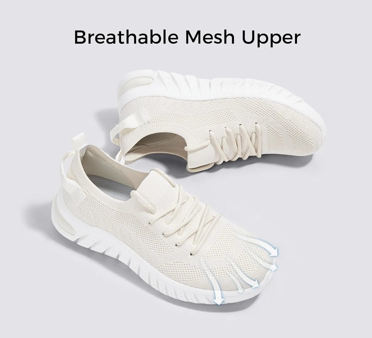 LUCKY STEP Women's Mesh Slip on Sneakers Lightweight Breathable Wide Width Walking Shoes Nursing Casual Gym Workout Tennis Footwear