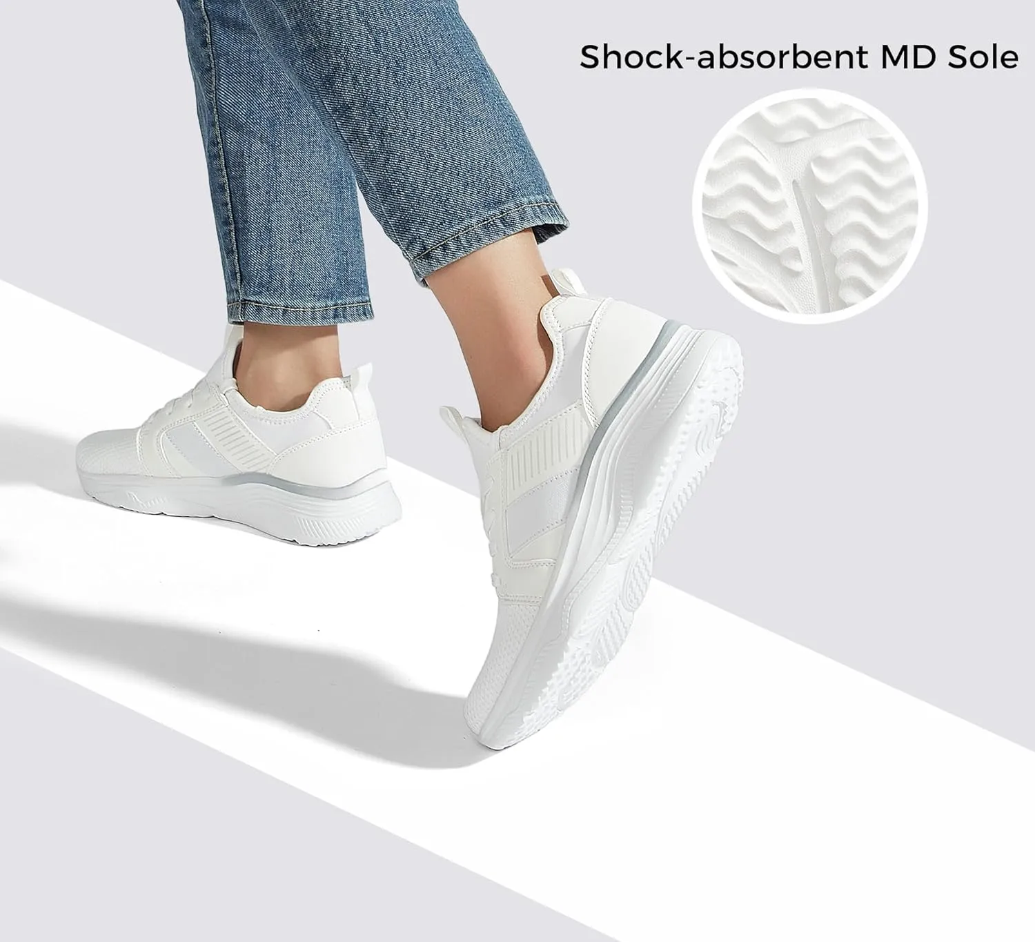 LUCKY STEP Women's Mesh Slip On Walking Shoes Platform Tennis Running Sneakers Breathable Lightweight Training Workout Athletic Gym Footwear
