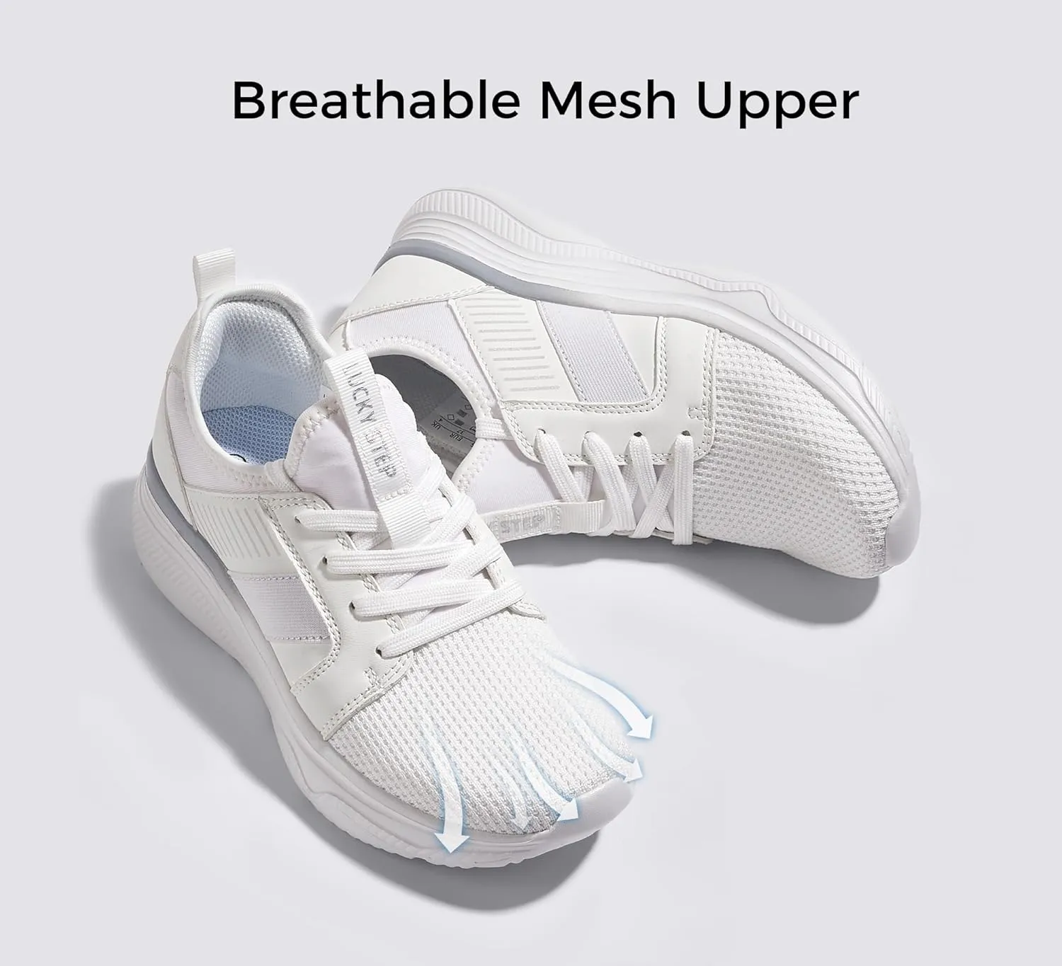 LUCKY STEP Women's Mesh Slip On Walking Shoes Platform Tennis Running Sneakers Breathable Lightweight Training Workout Athletic Gym Footwear