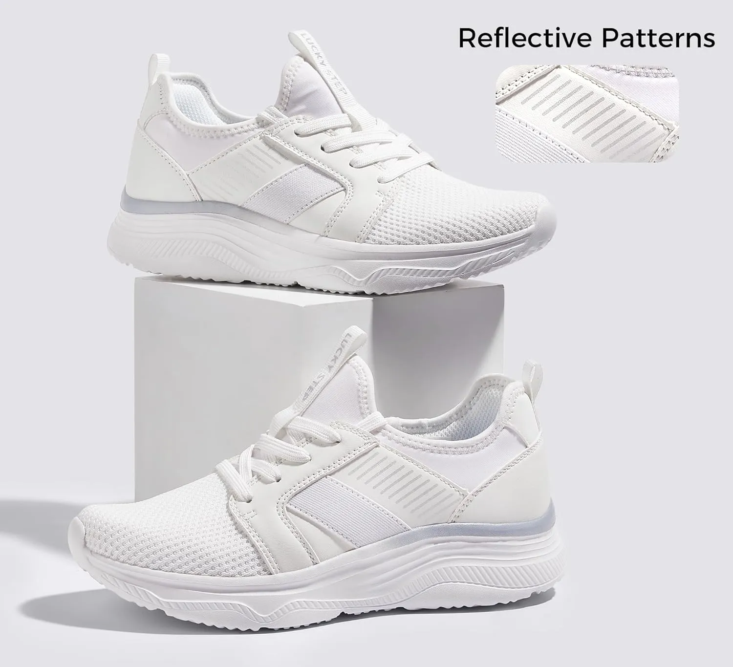 LUCKY STEP Women's Mesh Slip On Walking Shoes Platform Tennis Running Sneakers Breathable Lightweight Training Workout Athletic Gym Footwear