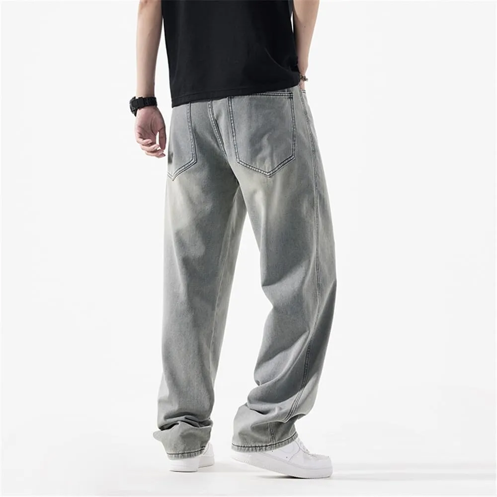 LUOBANIU Men's Baggy Jeans Hip Hop Loose fit 90s Vintage Denim Pants Dance Skater Skateboard Pants Straight Leg Jeans