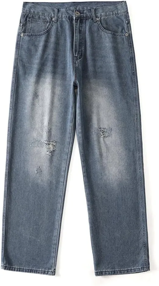 LUOBANIU Men's Baggy Jeans Hip Hop Loose fit 90s Vintage Denim Pants Dance Skater Skateboard Pants Straight Leg Jeans