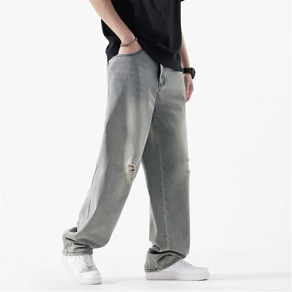 LUOBANIU Men's Baggy Jeans Hip Hop Loose fit 90s Vintage Denim Pants Dance Skater Skateboard Pants Straight Leg Jeans