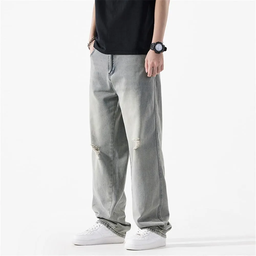LUOBANIU Men's Baggy Jeans Hip Hop Loose fit 90s Vintage Denim Pants Dance Skater Skateboard Pants Straight Leg Jeans