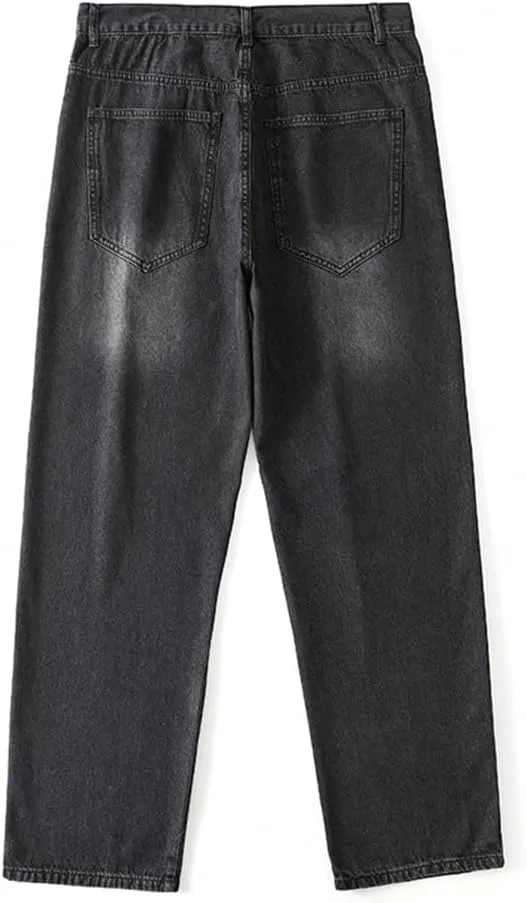 LUOBANIU Men's Baggy Jeans Hip Hop Loose fit 90s Vintage Denim Pants Dance Skater Skateboard Pants Straight Leg Jeans