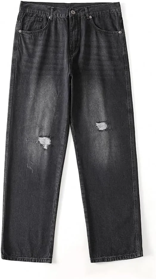 LUOBANIU Men's Baggy Jeans Hip Hop Loose fit 90s Vintage Denim Pants Dance Skater Skateboard Pants Straight Leg Jeans