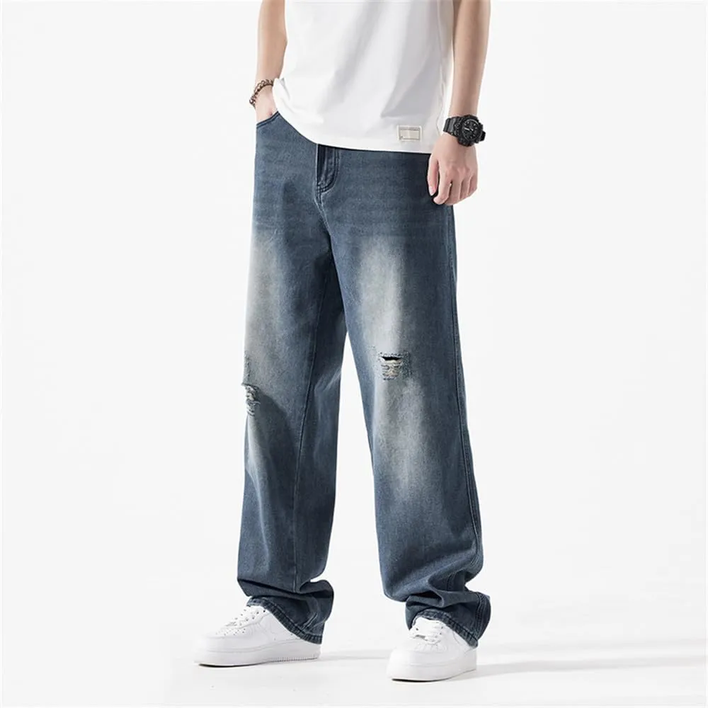 LUOBANIU Men's Baggy Jeans Hip Hop Loose fit 90s Vintage Denim Pants Dance Skater Skateboard Pants Straight Leg Jeans