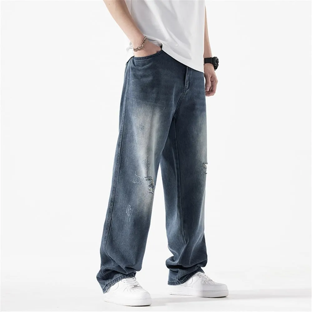 LUOBANIU Men's Baggy Jeans Hip Hop Loose fit 90s Vintage Denim Pants Dance Skater Skateboard Pants Straight Leg Jeans