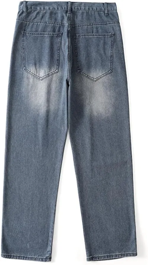 LUOBANIU Men's Baggy Jeans Hip Hop Loose fit 90s Vintage Denim Pants Dance Skater Skateboard Pants Straight Leg Jeans