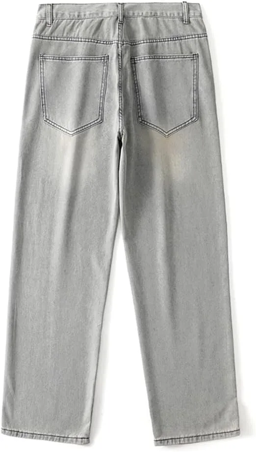 LUOBANIU Men's Baggy Jeans Hip Hop Loose fit 90s Vintage Denim Pants Dance Skater Skateboard Pants Straight Leg Jeans