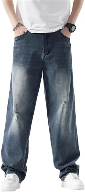 LUOBANIU Men's Baggy Jeans Hip Hop Loose fit 90s Vintage Denim Pants Dance Skater Skateboard Pants Straight Leg Jeans