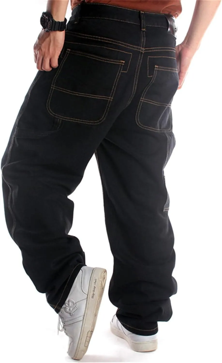LUOBANIU Men's Baggy Jeans Vintage Denim Loose Fit Hip Hop Style Dance Skateboard Pants