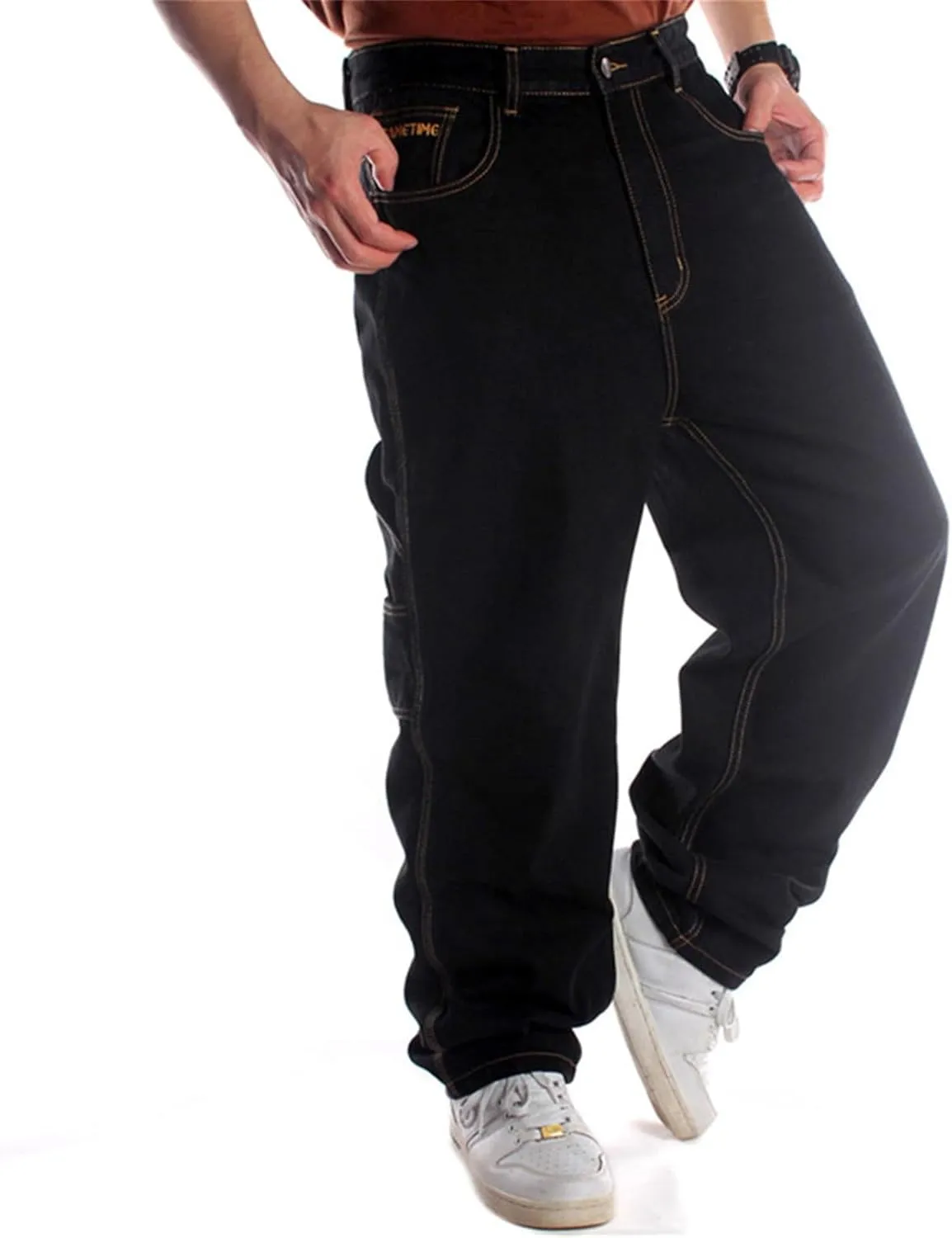LUOBANIU Men's Baggy Jeans Vintage Denim Loose Fit Hip Hop Style Dance Skateboard Pants