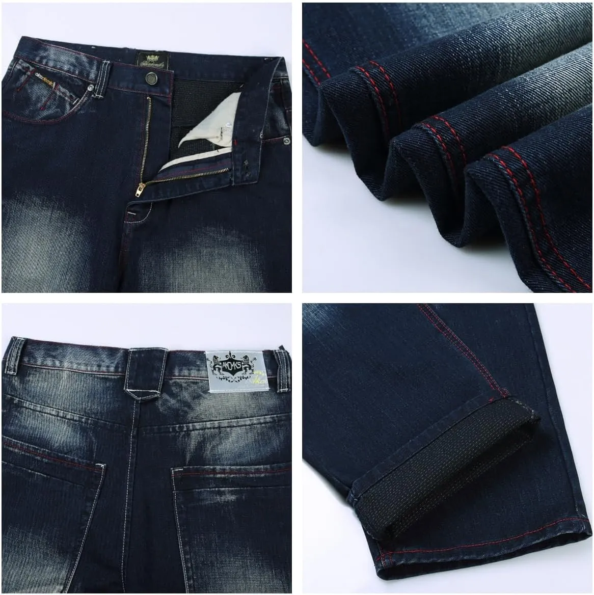 LUOBANIU Men's Vintage Hip Hop Style Baggy Jeans Denim Loose Fit Straight Leg Dance Skateboard Pants