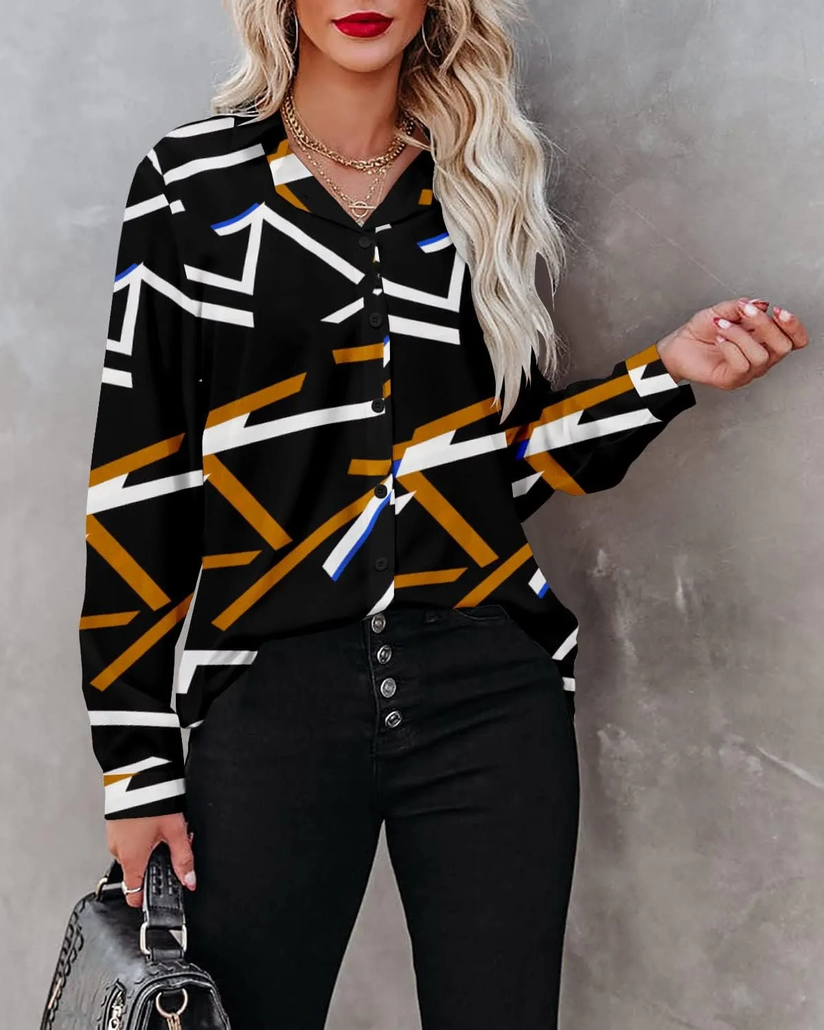 Magritta Women's Shirts Fashion Casual Loose Fit Long Sleeve Button Down Lightweight Collared Blouse Tops