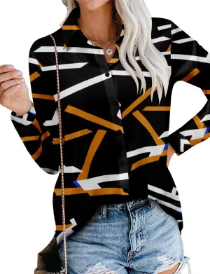 Magritta Women's Shirts Fashion Casual Loose Fit Long Sleeve Button Down Lightweight Collared Blouse Tops